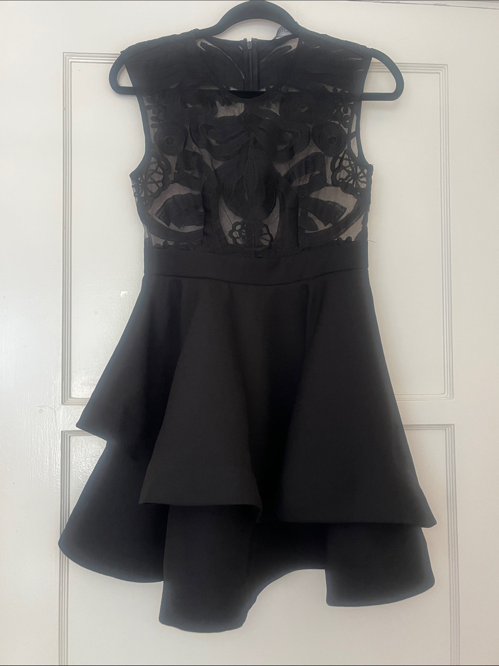 ANGL Black Lace Overlay Dress